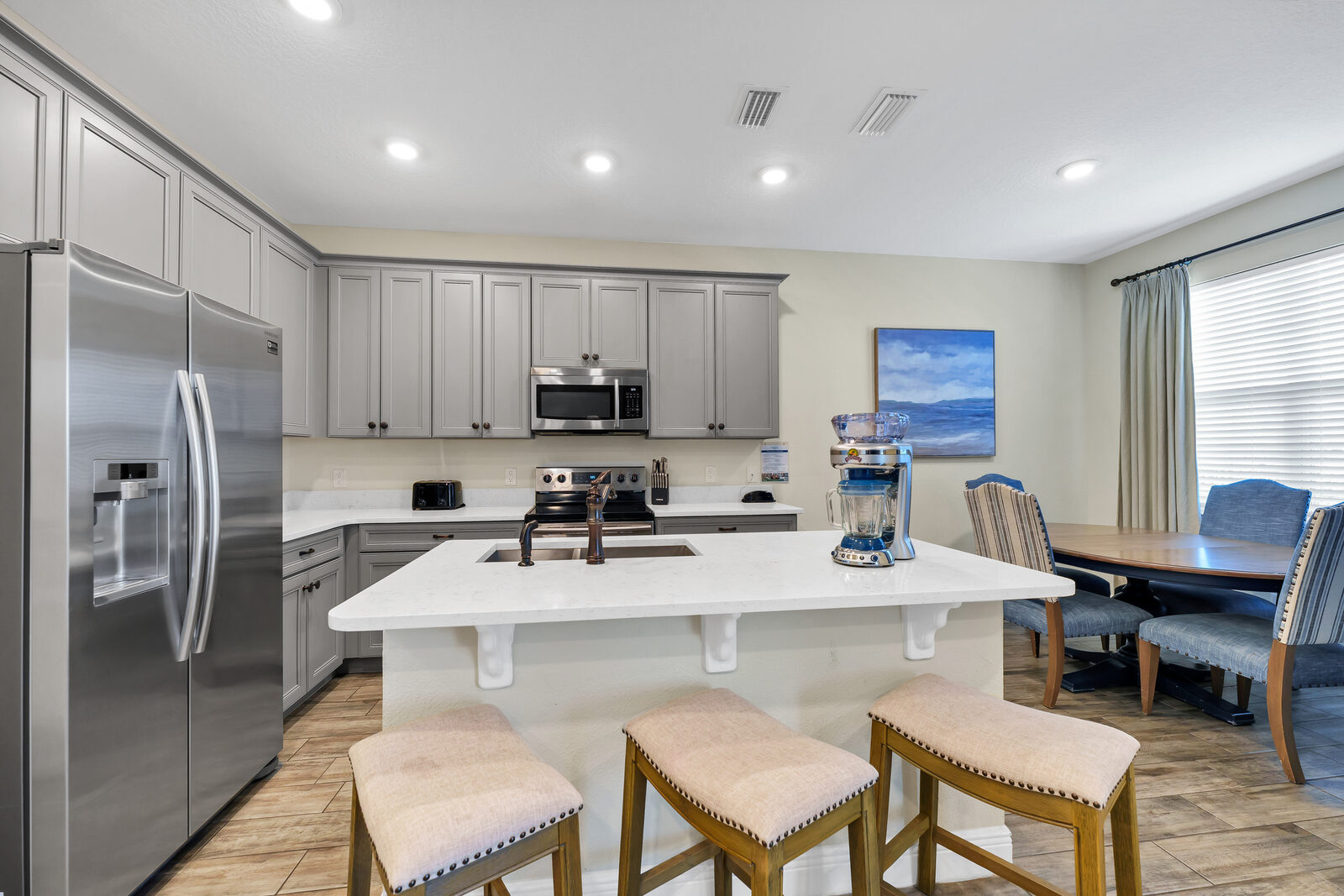 Kitchen and dining table together