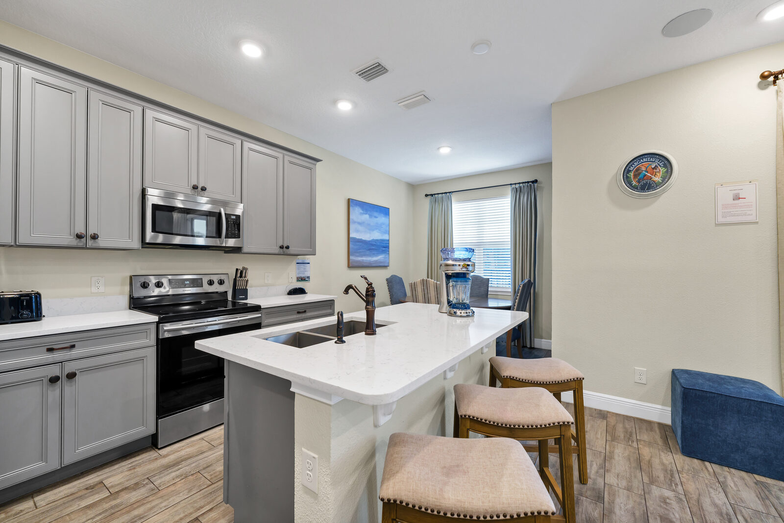 Kitchen island with stools