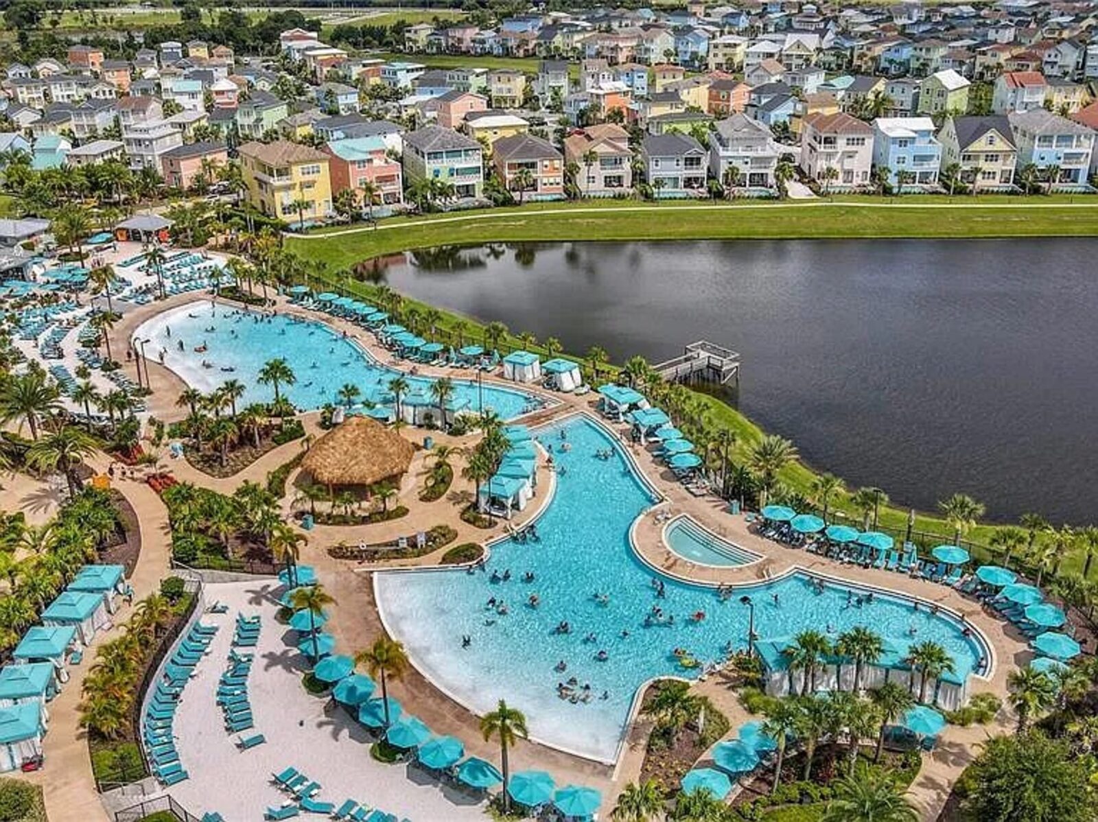 Aerial of the resort lagoon pool